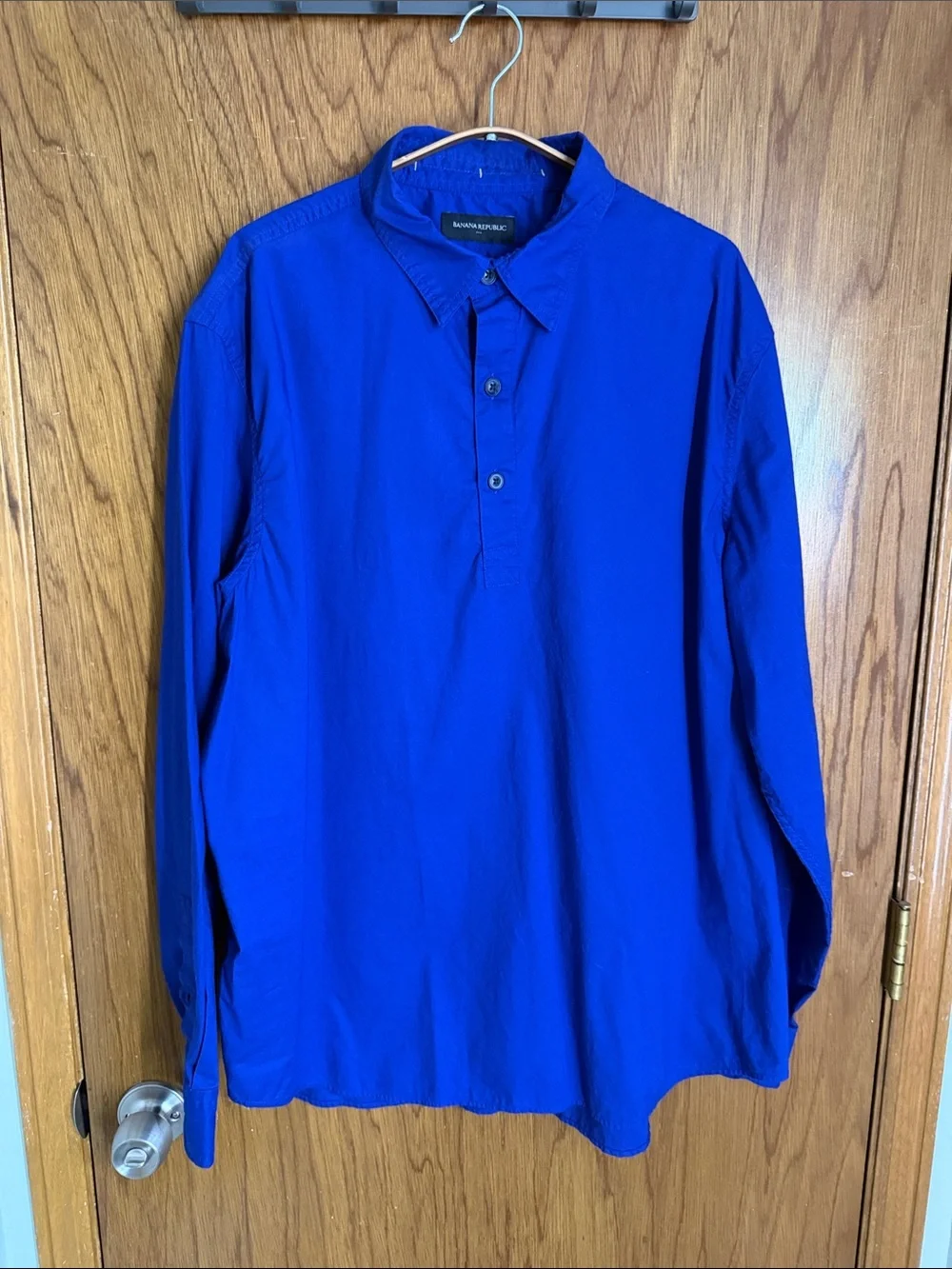 Banana Republic Men's Popover Shirt - Cobalt Blue